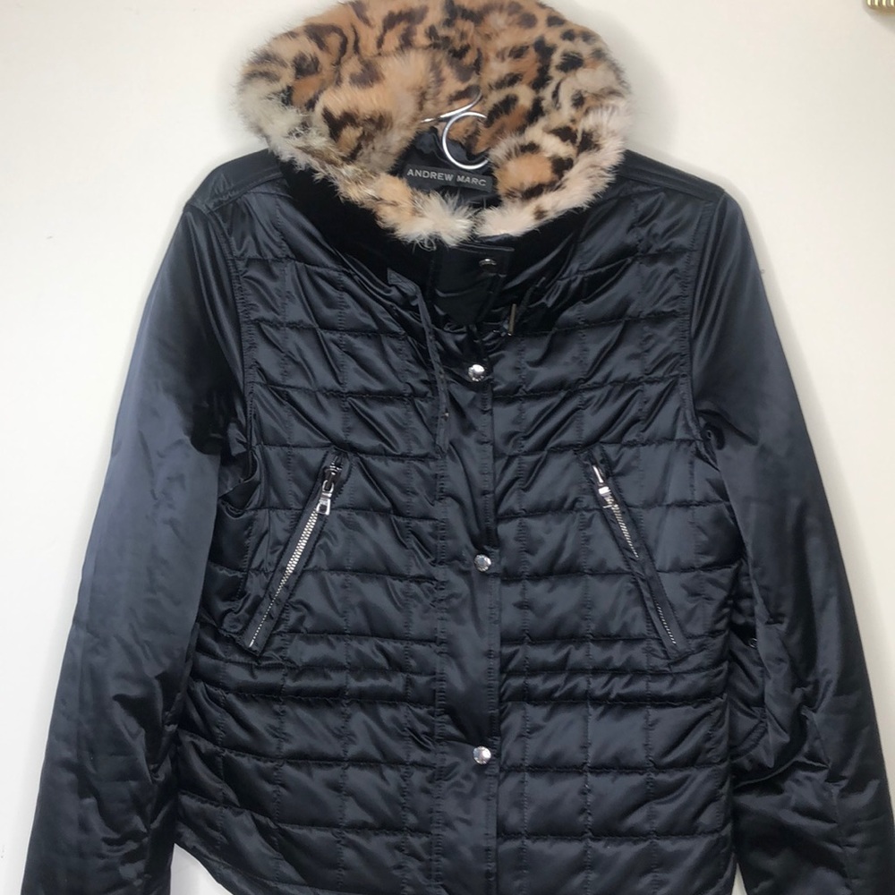 Andrew Marc Black Jacket lined with fur